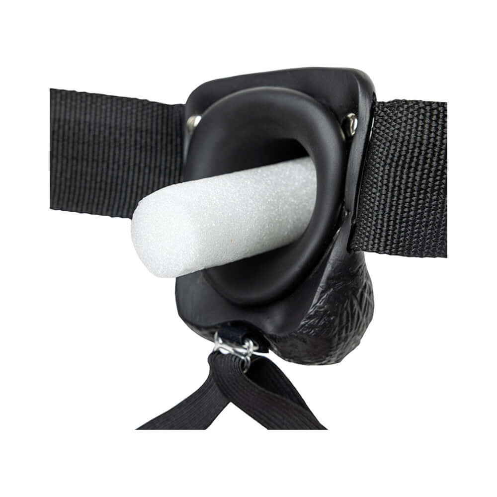 RealRock Realistic 9 inches Hollow Strap-On With Balls Black