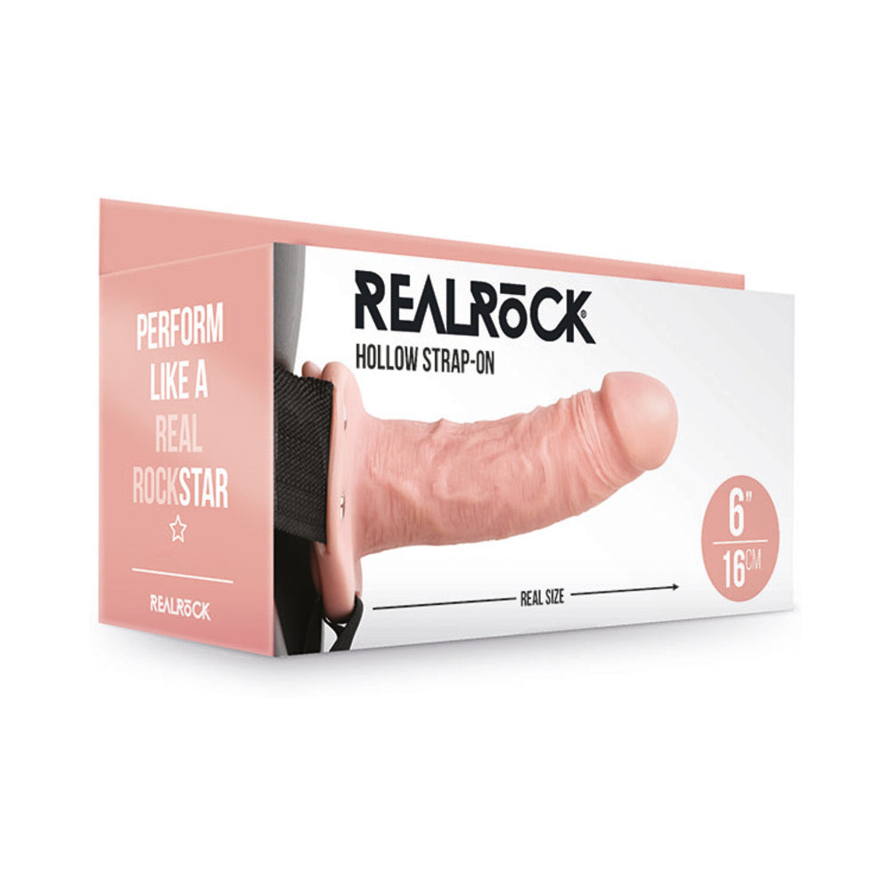 RealRock Realistic 6 inches Hollow Strap-On Beige