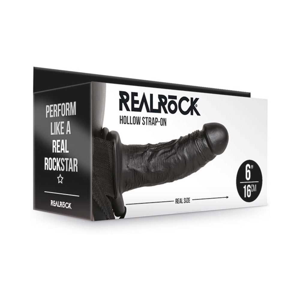 RealRock Realistic 6 inches Hollow Strap-On Black