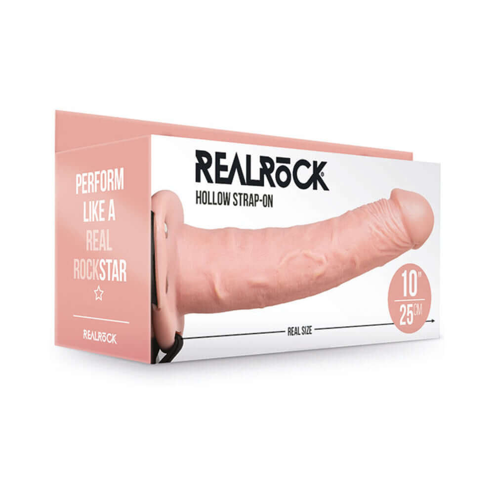 RealRock Realistic 10 inches Hollow Strap-On Beige