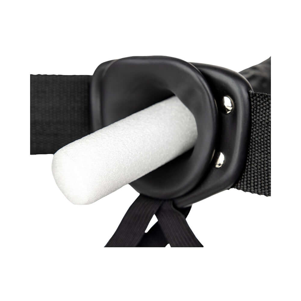 RealRock Realistic 8 inches Vibrating Hollow Strap-On Black