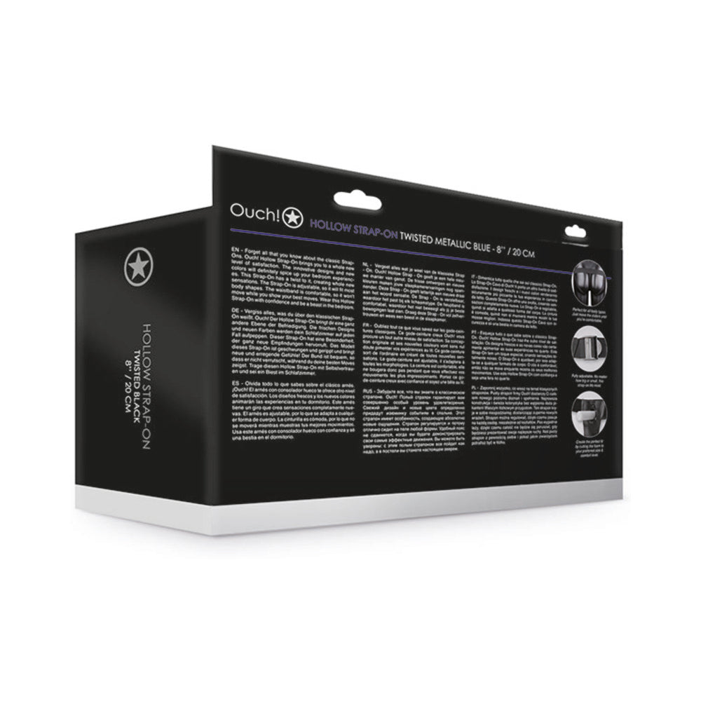 Ouch! Twisted 8 inches Hollow Strap-On Metallic Blue