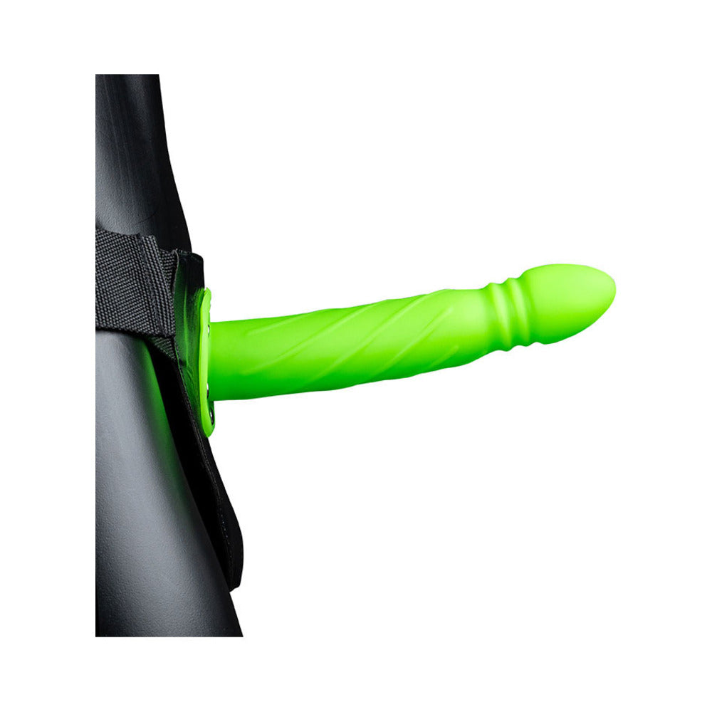Ouch! Twisted 8 inches Glow in the Dark Hollow Strap-On Neon Green