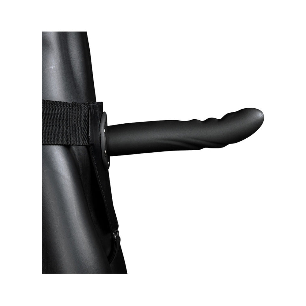 Ouch! Textured Curved 8 inches Hollow Strap-On Black