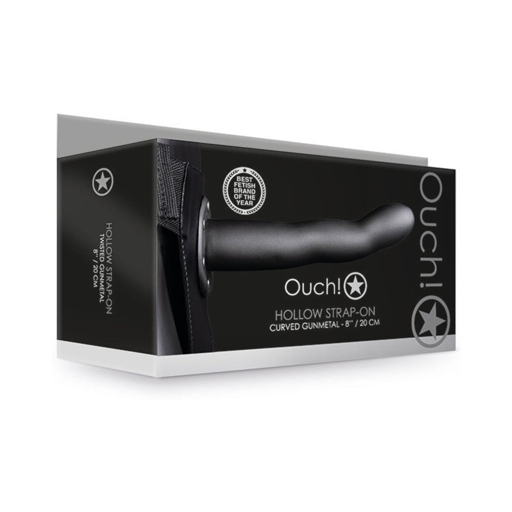 Ouch! Curved 8 inches Hollow Strap-On Gunmetal