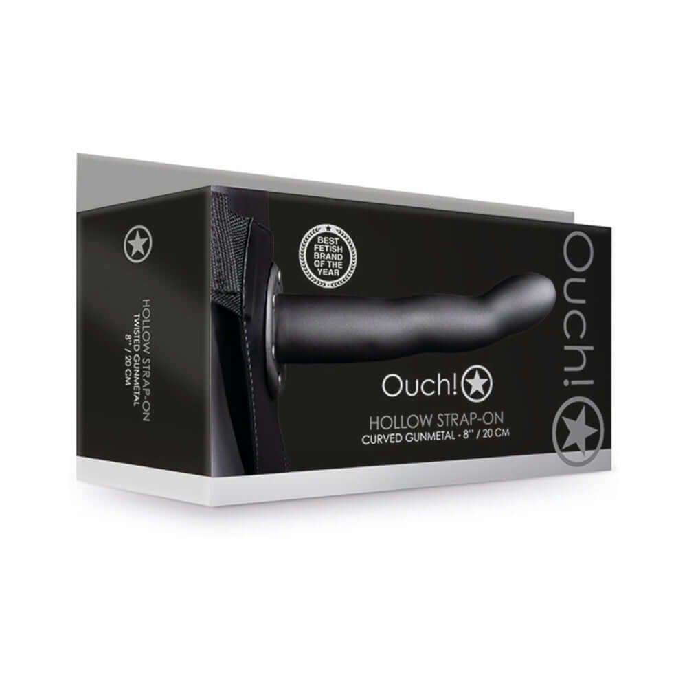 Ouch! Curved 8 inches Hollow Strap-On Gunmetal