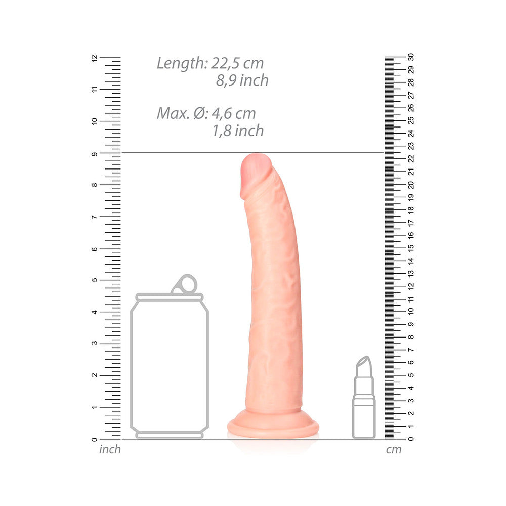 RealRock Realistic 8 inches Slim Dildo With Suction Cup Beige