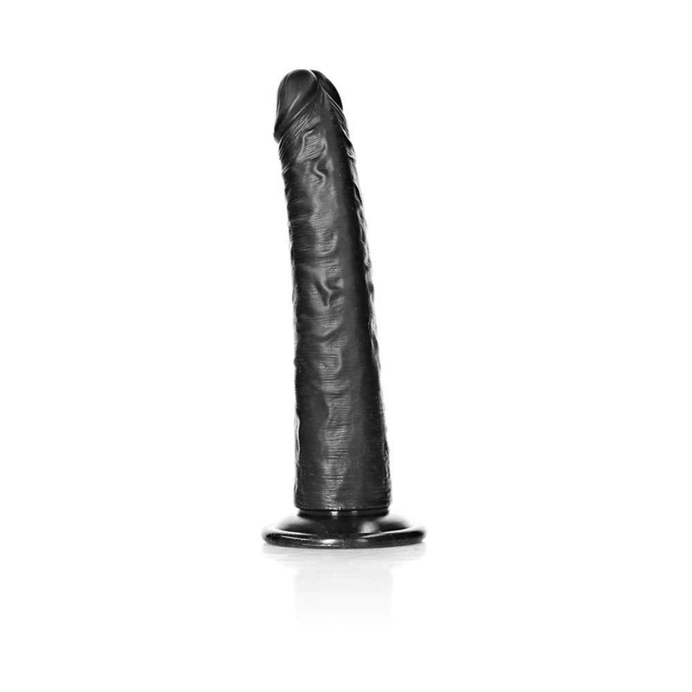 RealRock Realistic 8 inches Slim Dildo With Suction Cup Black