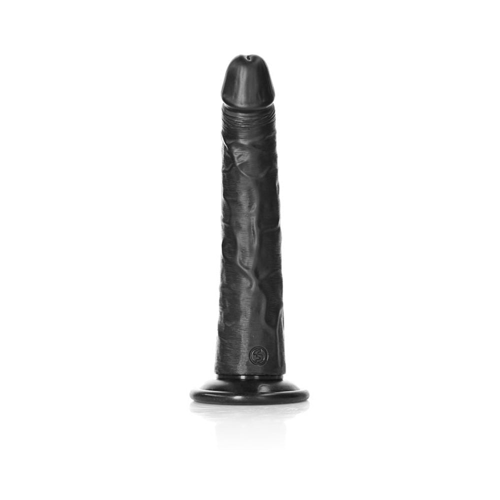RealRock Realistic 8 inches Slim Dildo With Suction Cup Black