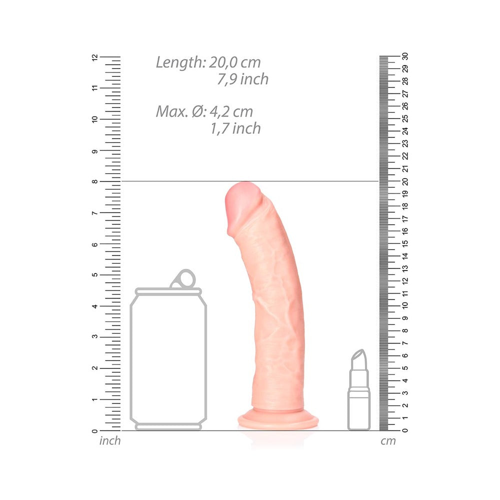 RealRock Realistic 7 inches Curved Dildo With Suction Cup Beige