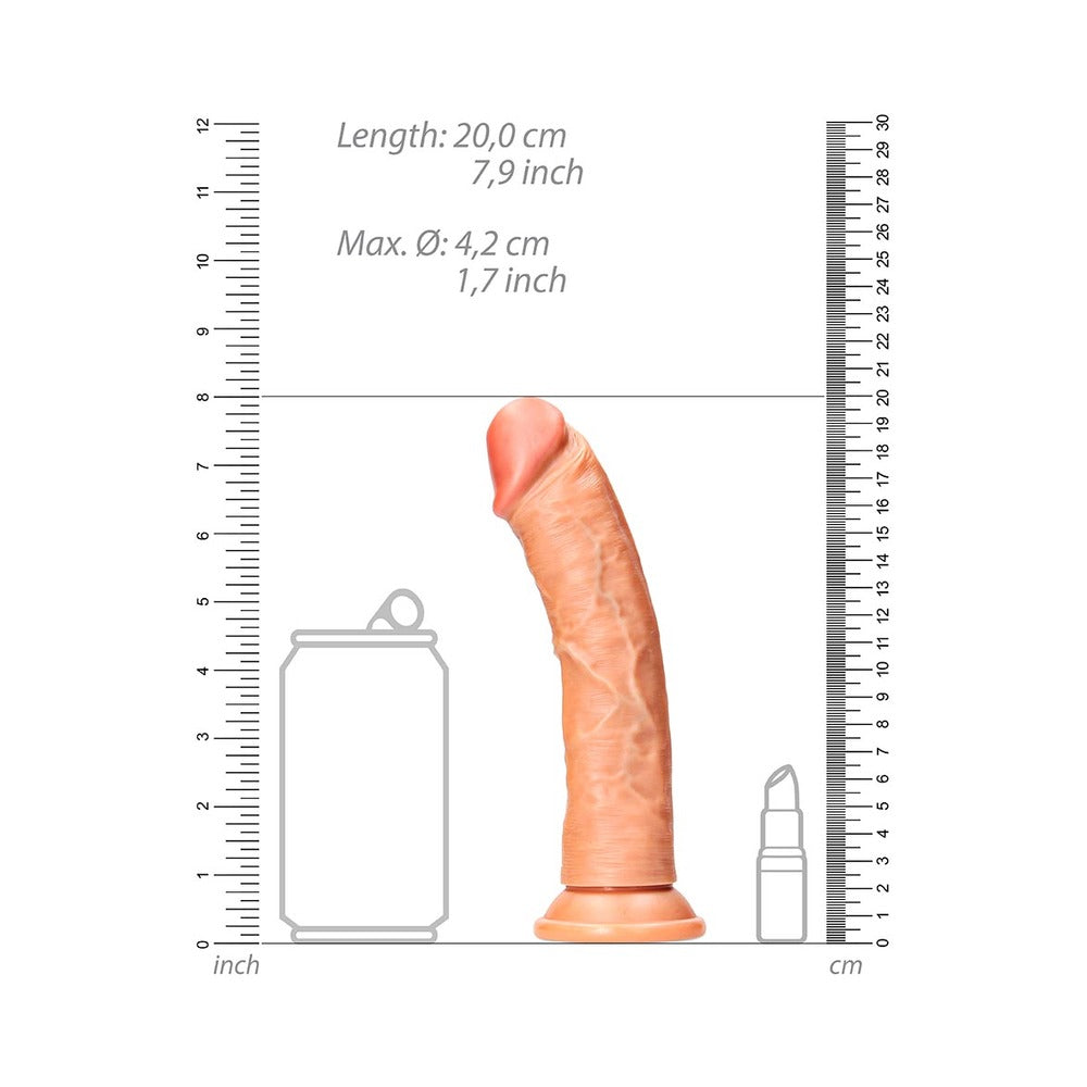 RealRock Realistic 7 inches Curved Dildo With Suction Cup Tan