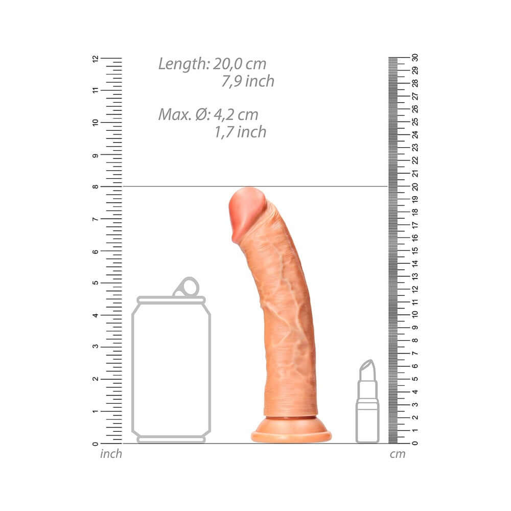 RealRock Realistic 7 inches Curved Dildo With Suction Cup Tan