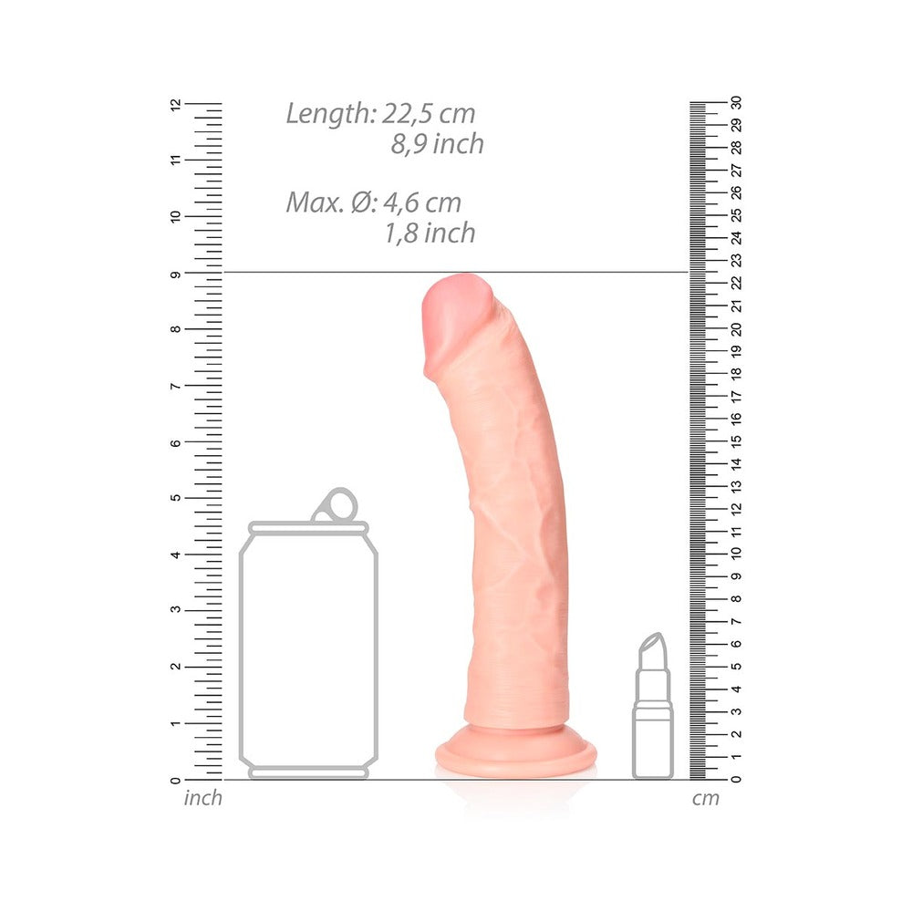 RealRock Realistic 8 inches Curved Dildo With Suction Cup Beige