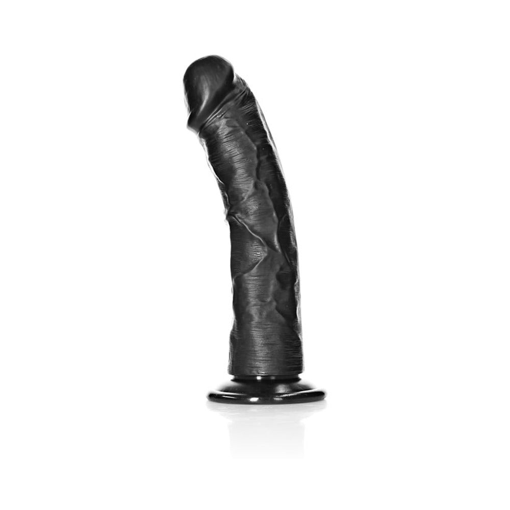 RealRock Realistic 8 inches Curved Dildo With Suction Cup Black