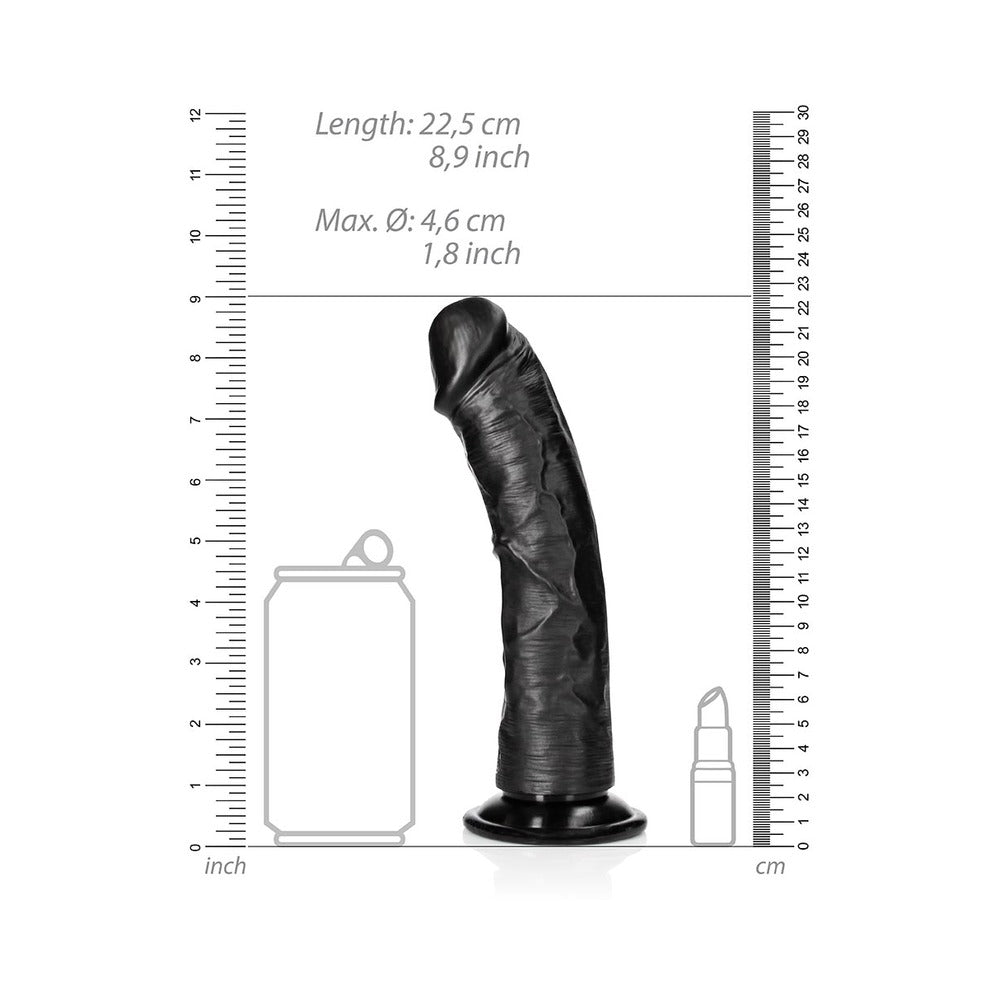 RealRock Realistic 8 inches Curved Dildo With Suction Cup Black