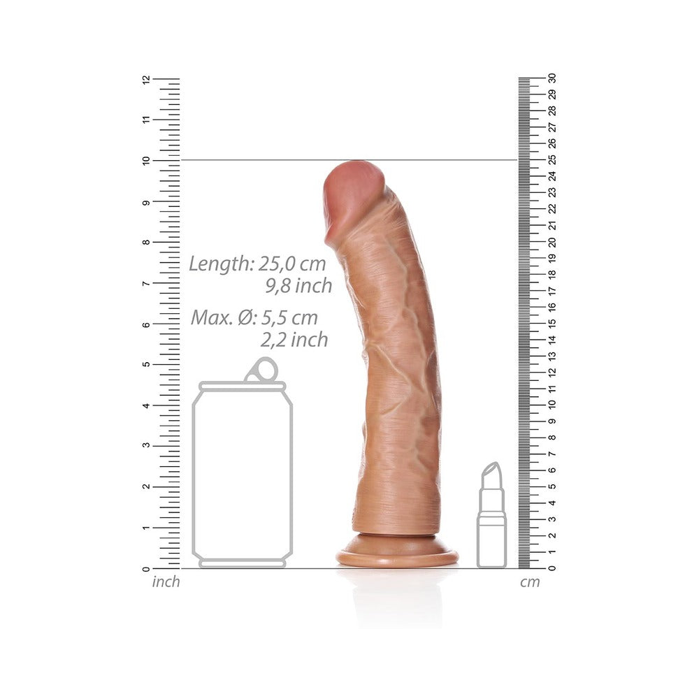 RealRock Realistic 9 inches Curved Dildo With Suction Cup Tan