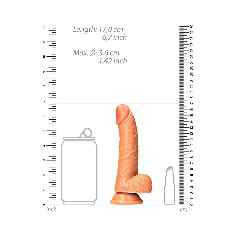 RealRock Realistic 6 inches Curved Dildo With Balls and Suction Cup Tan