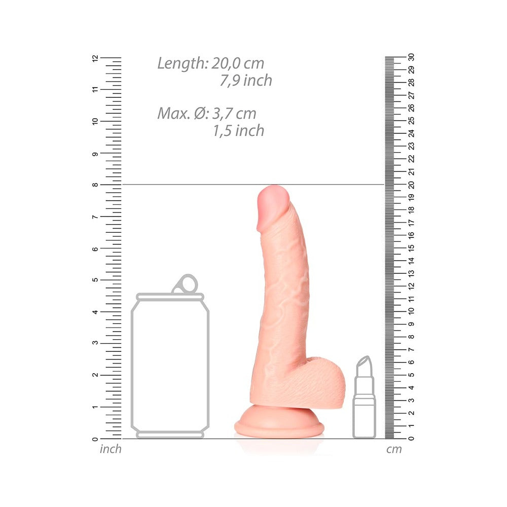 RealRock Realistic 7 inches Curved Dildo With Balls and Suction Cup Beige