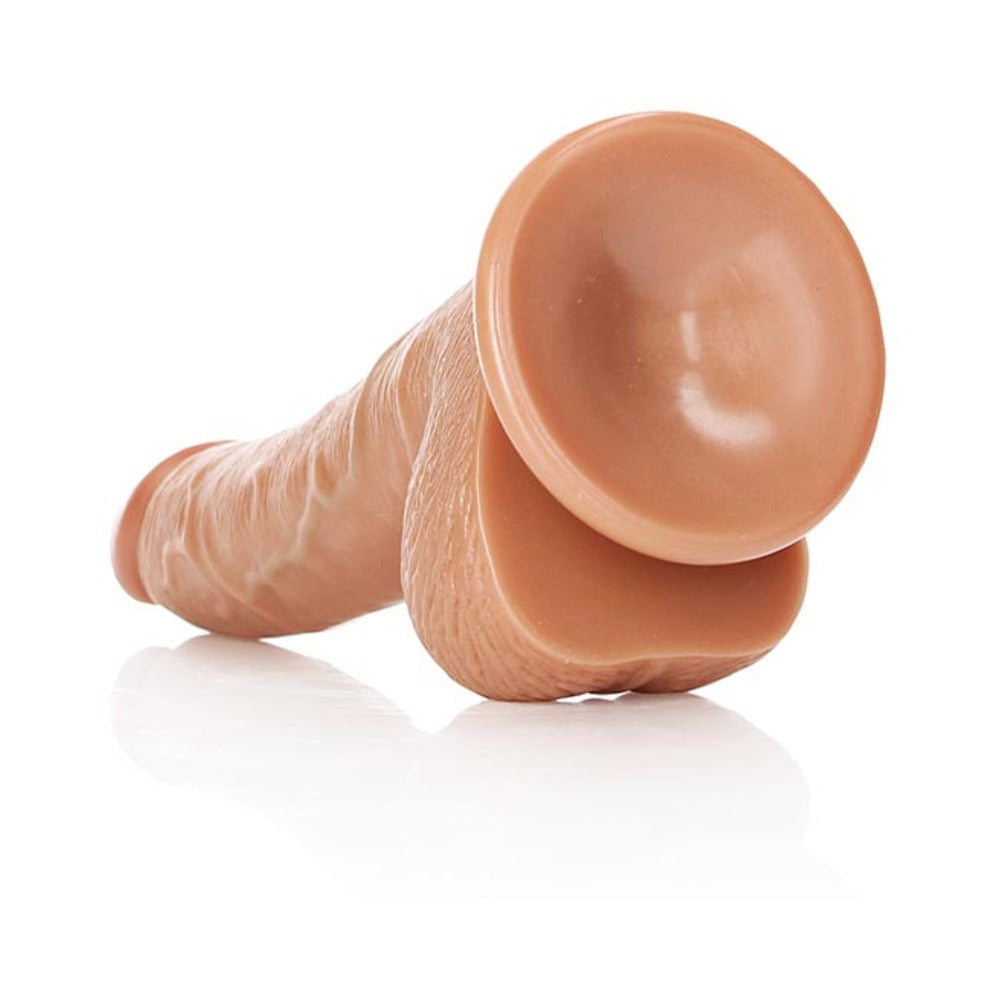 RealRock Realistic 7 inches Curved Dildo With Balls and Suction Cup Tan