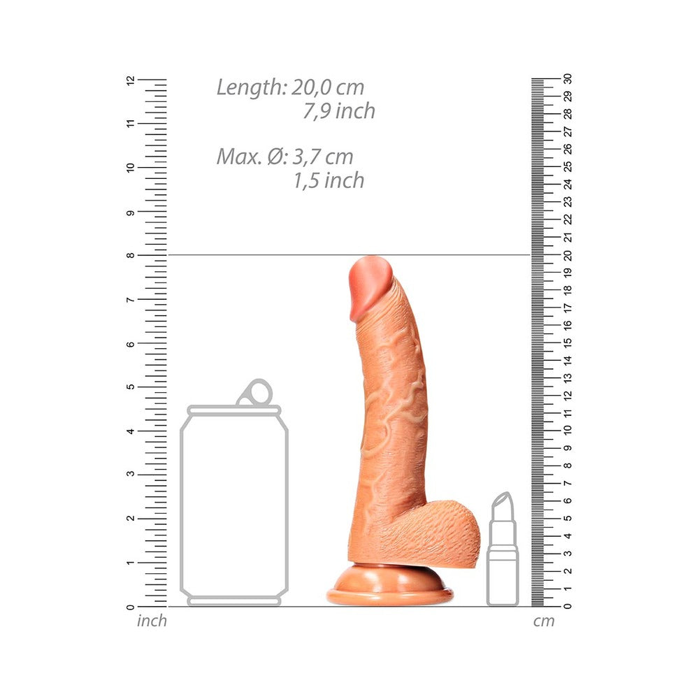 RealRock Realistic 7 inches Curved Dildo With Balls and Suction Cup Tan