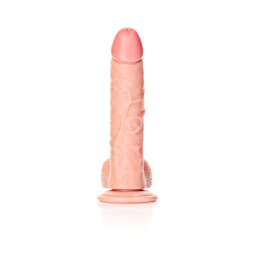 RealRock Realistic 8 inches Curved Dildo With Balls and Suction Cup Beige