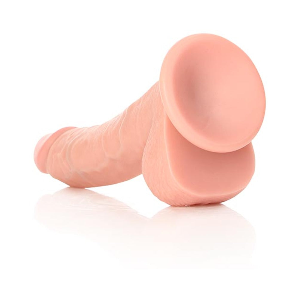 RealRock Realistic 8 inches Curved Dildo With Balls and Suction Cup Beige