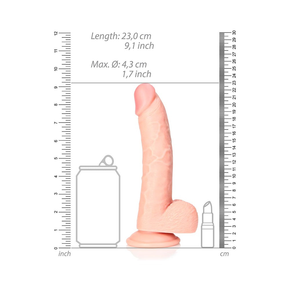 RealRock Realistic 8 inches Curved Dildo With Balls and Suction Cup Beige