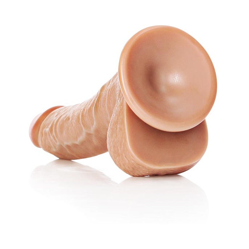 RealRock Realistic 8 inches Curved Dildo With Balls and Suction Cup Tan