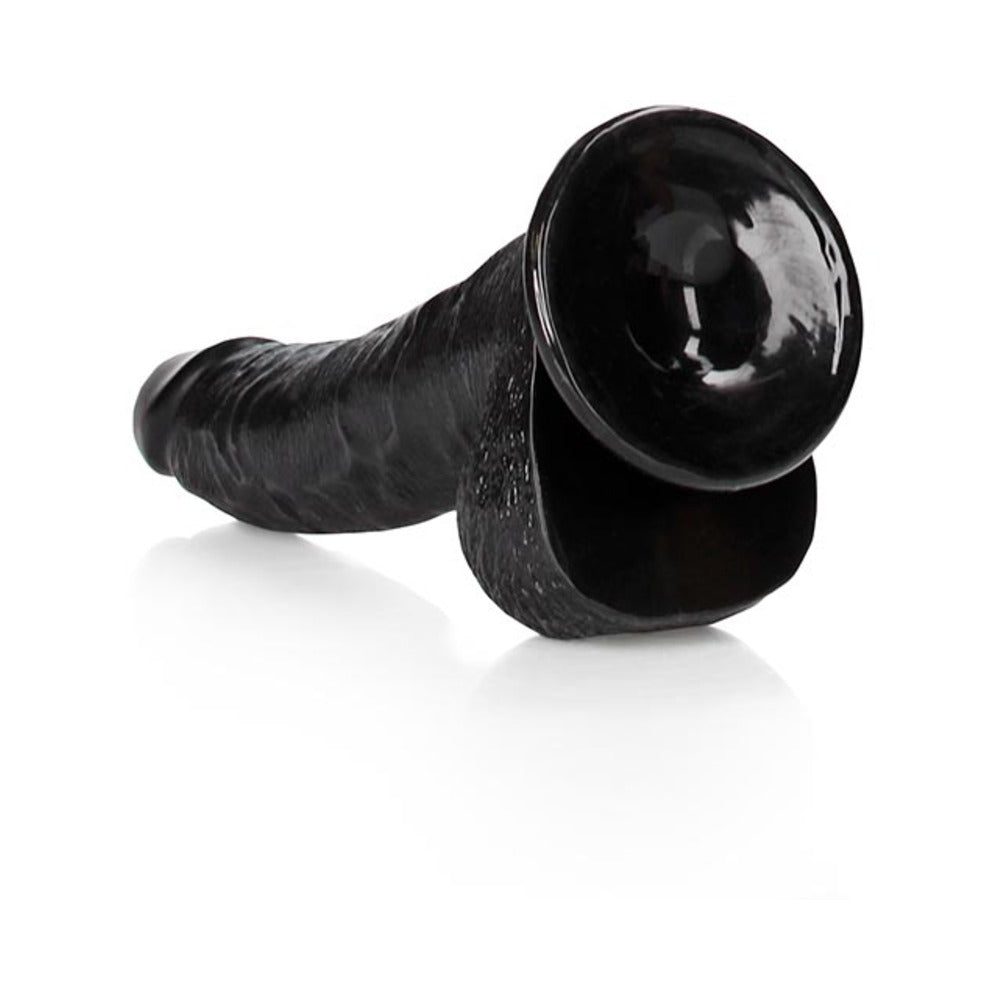 RealRock Realistic 8 inches Curved Dildo With Balls and Suction Cup Black