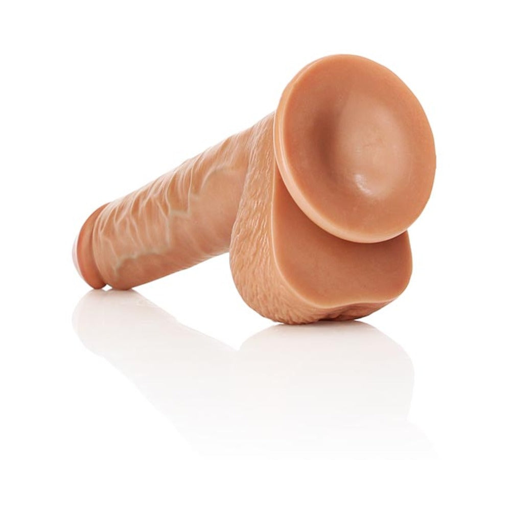 RealRock Realistic 10 inches Straight Dildo With Balls and Suction Cup Tan