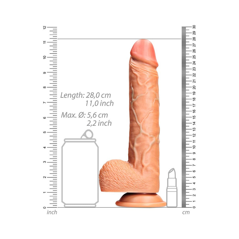 RealRock Realistic 10 inches Straight Dildo With Balls and Suction Cup Tan