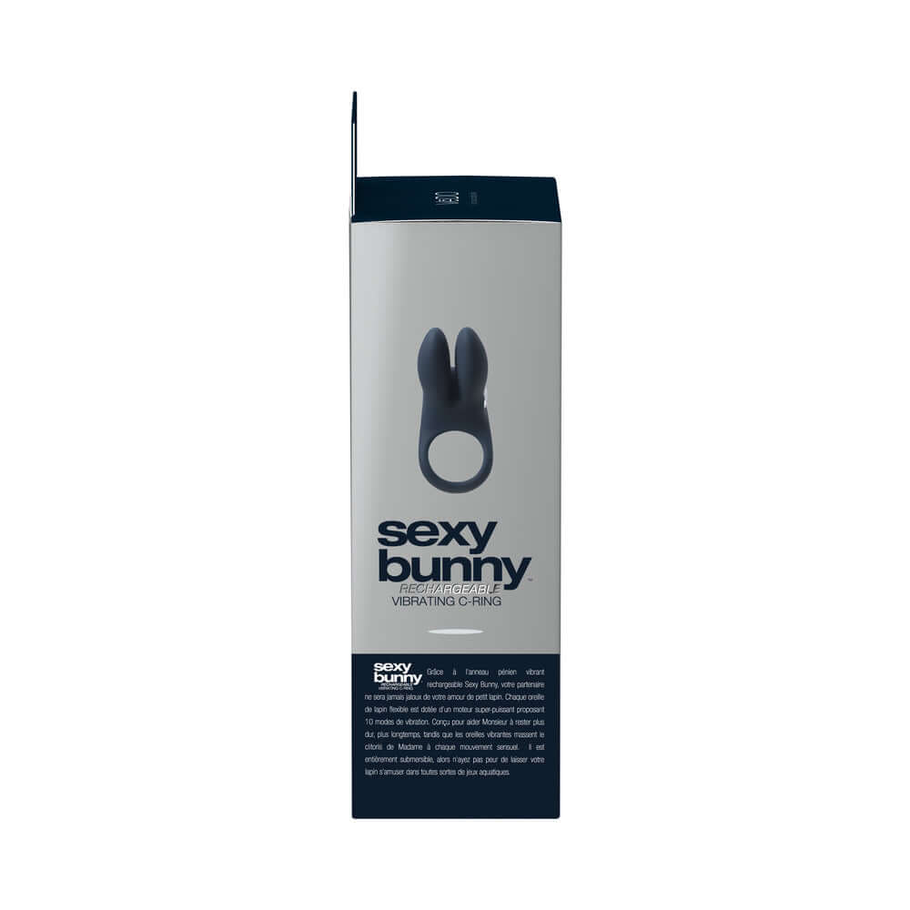 VeDO Sexy Bunny Rechargeable Vibrating C-Ring Black Pearl
