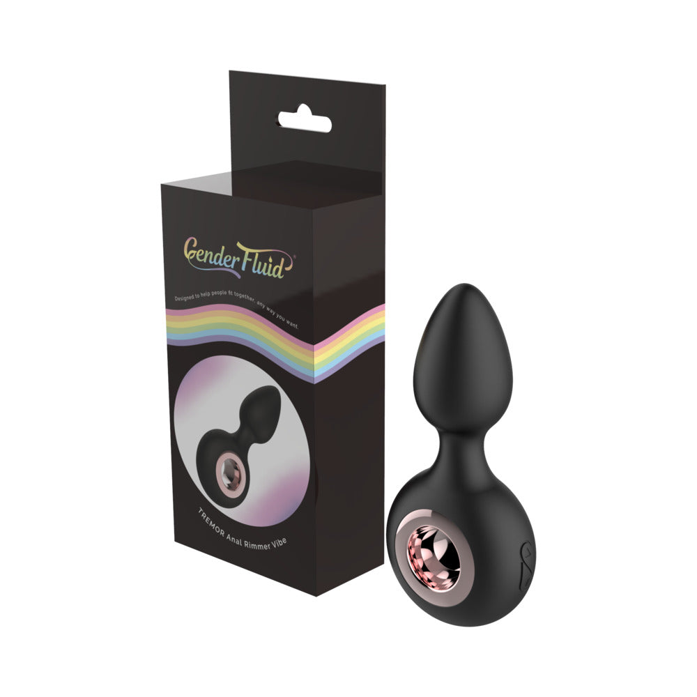Gender Fluid Tremor Rechargeable Silicone Anal Rimmer Vibrating Plug Black