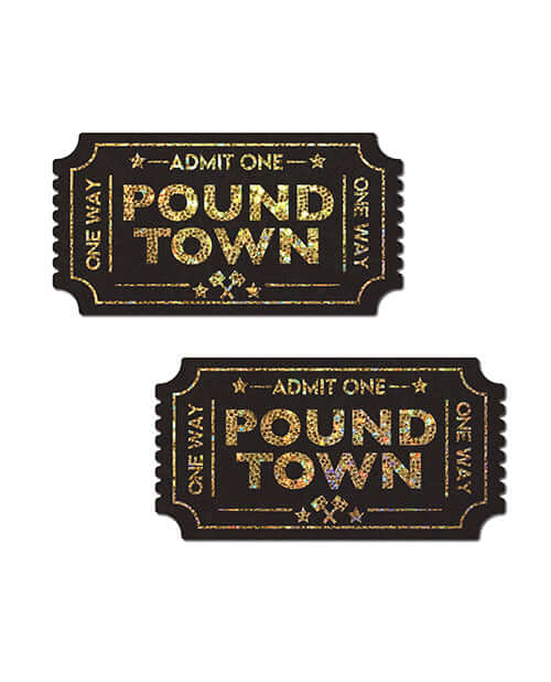 Pastease Premium Pound Town Glitter Black eye-catching pasties with glitter finish for costumes and festivals.