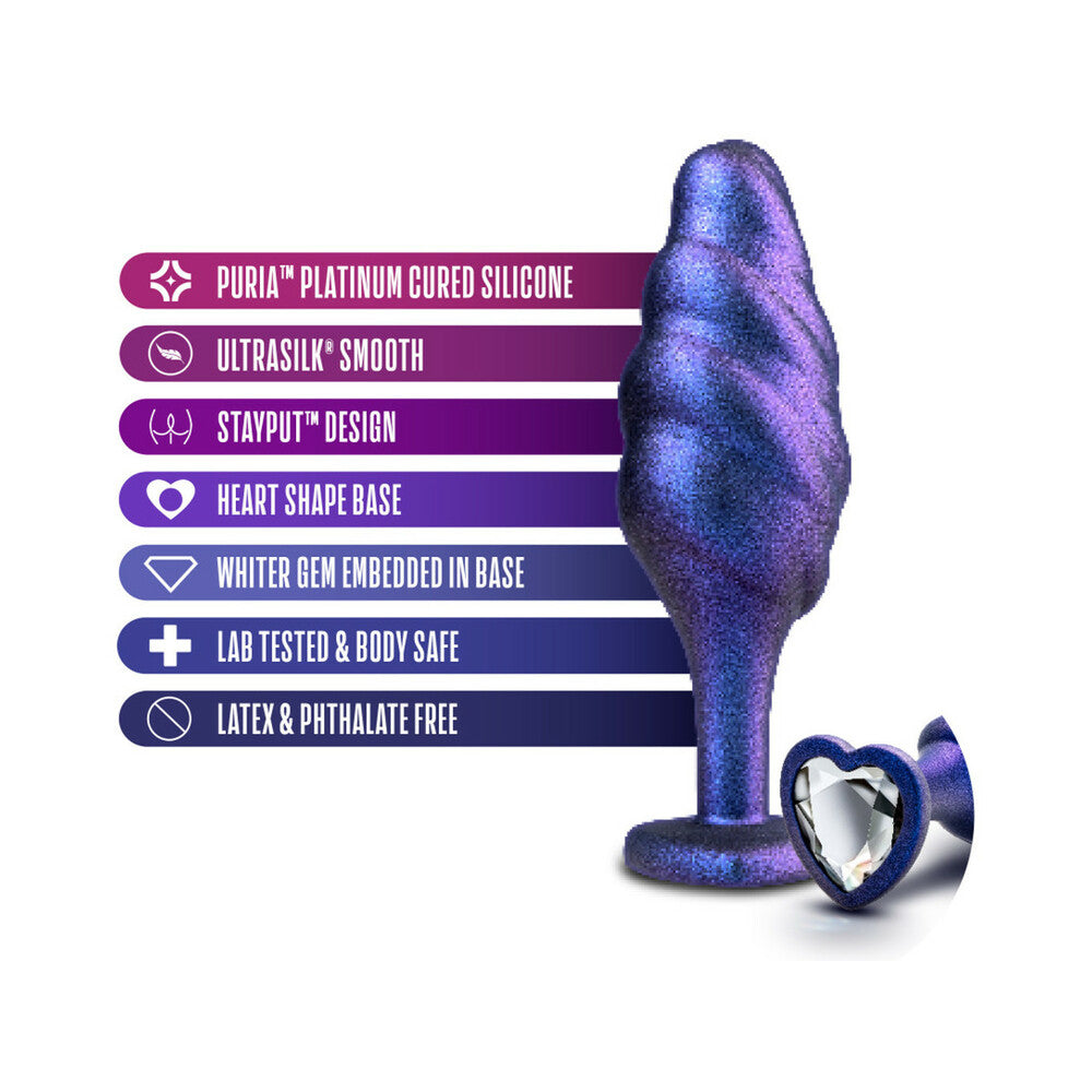 Anal Adventures Matrix Silicone Bumped Bling Plug Sapphire features lab tested platinum silicone and stunning design elements.