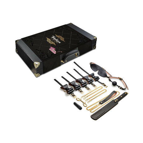 Temptasia Safe Word 10 Piece Bondage Kit with Suitcase Black - complete BDSM set including a sleek suitcase and various restraints.