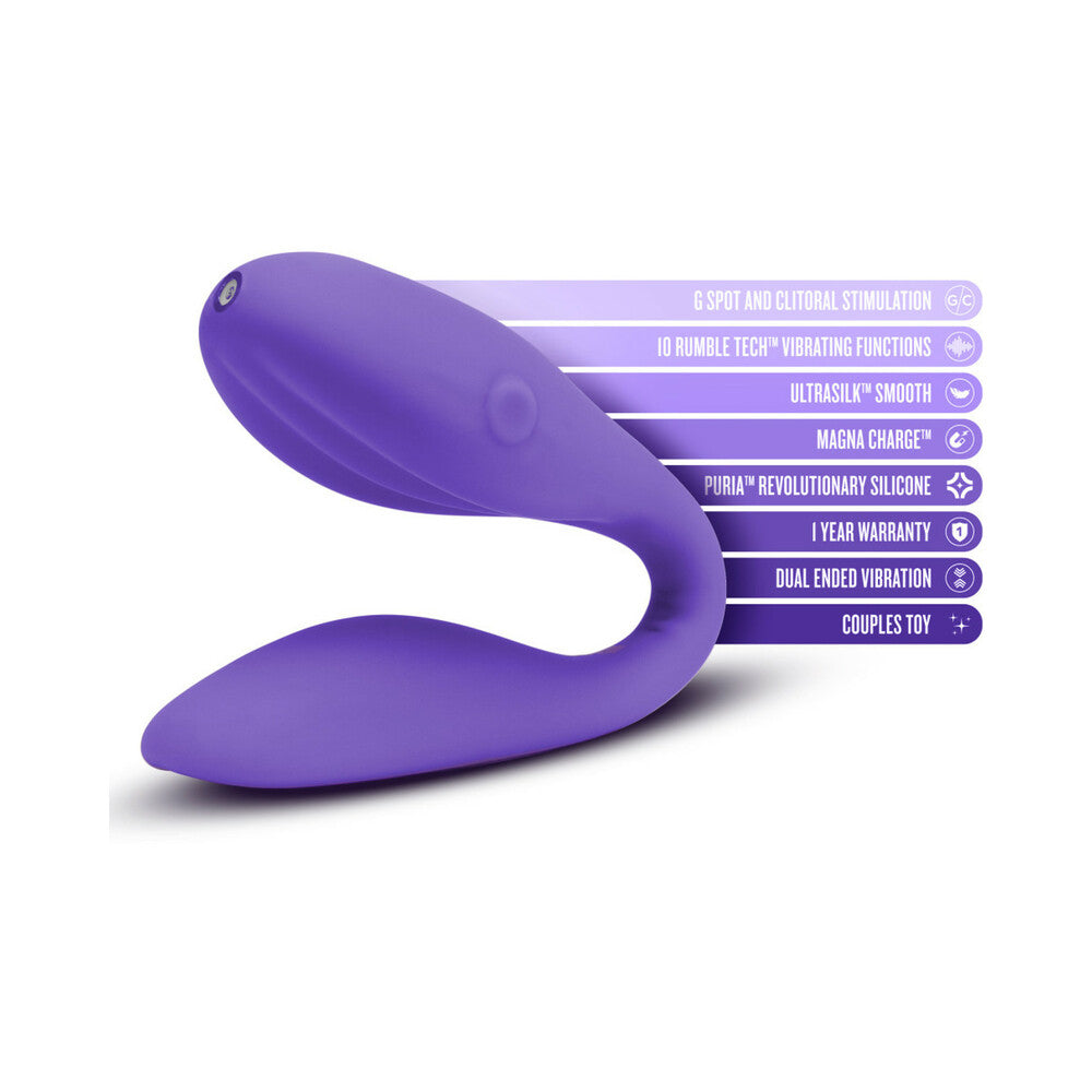Wellness Duo Rechargeable Silicone Wearable Couples Dual Stimulation Vibrator Purple