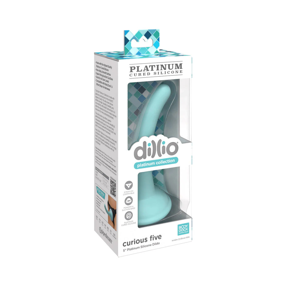 Dillio Platinum Collection Curious Five 5 inches Silicone Dildo Teal