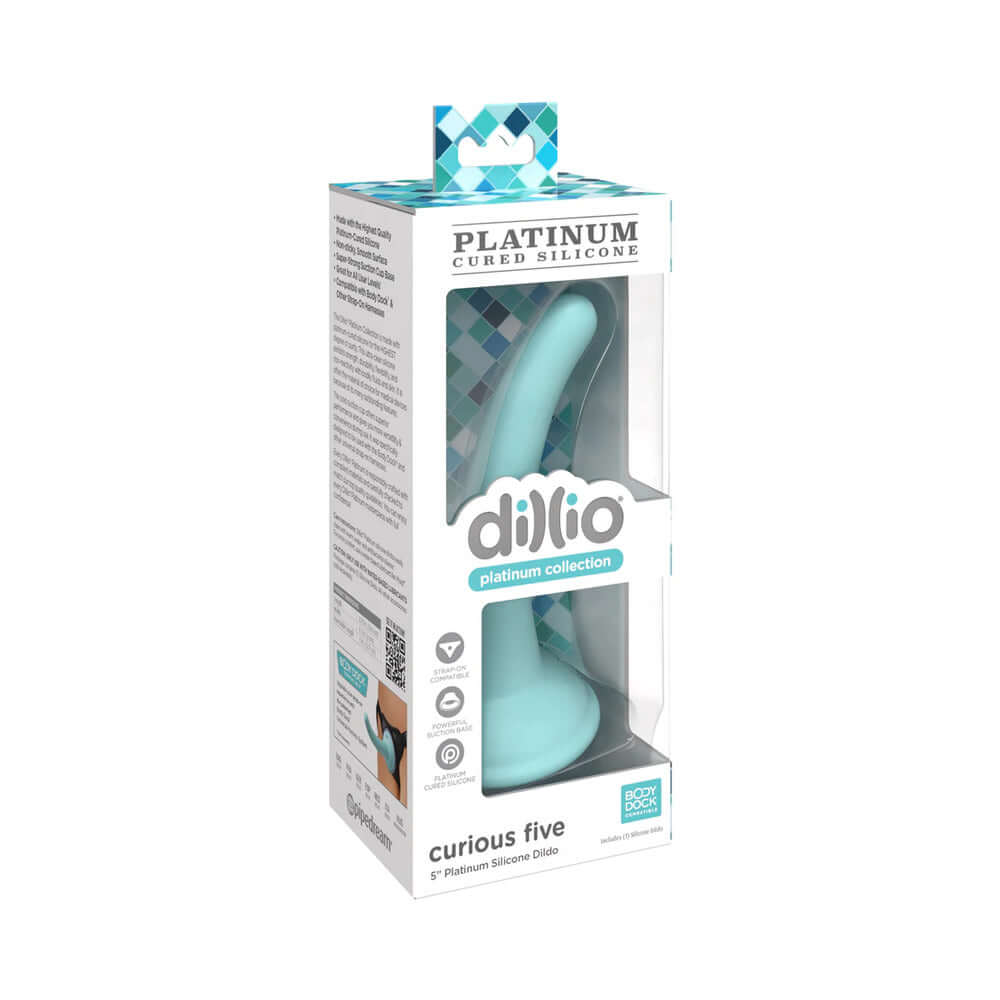 Dillio Platinum Collection Curious Five 5 inches Silicone Dildo Teal