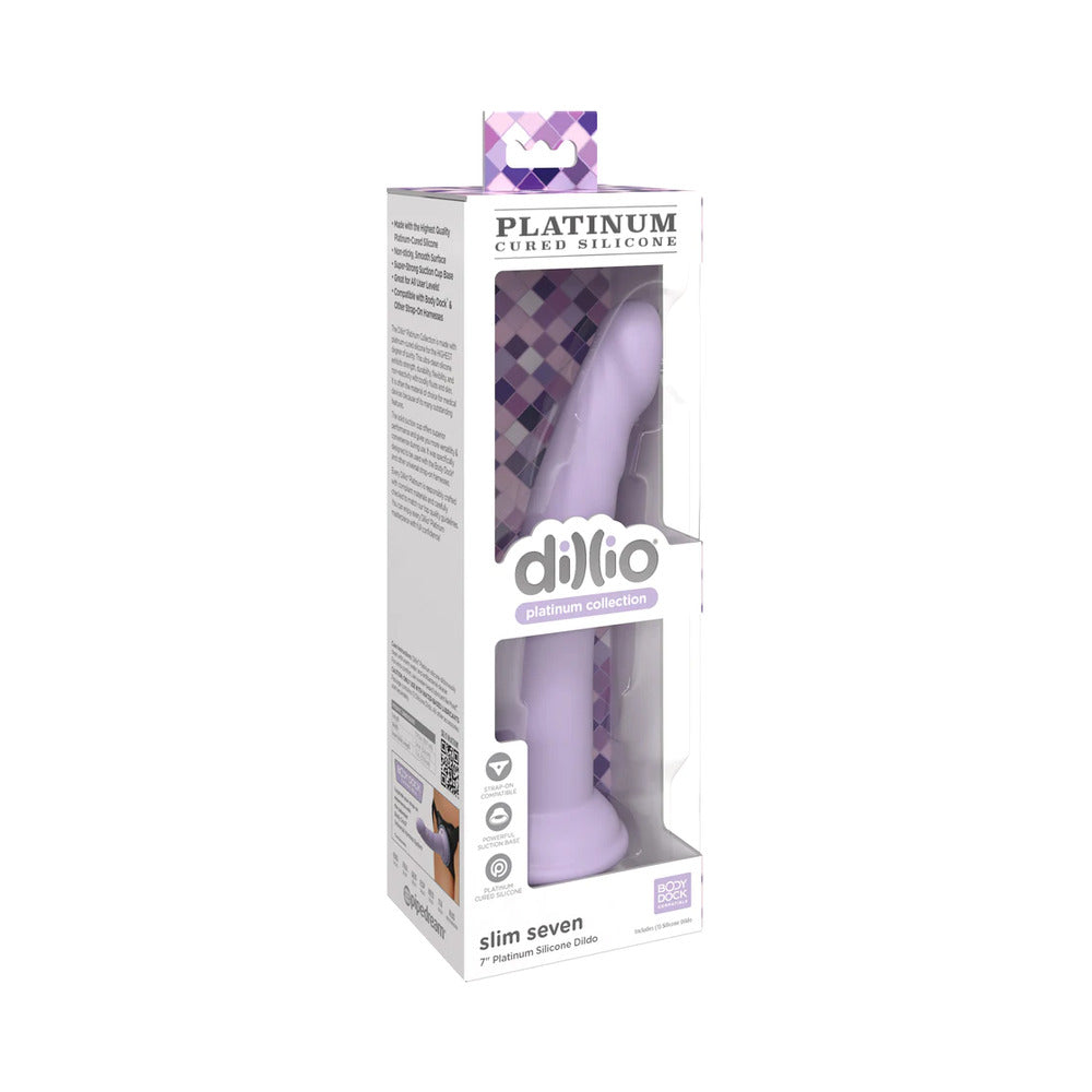 Dillio Platinum Collection Slim Seven 7 inches Silicone Dildo Purple