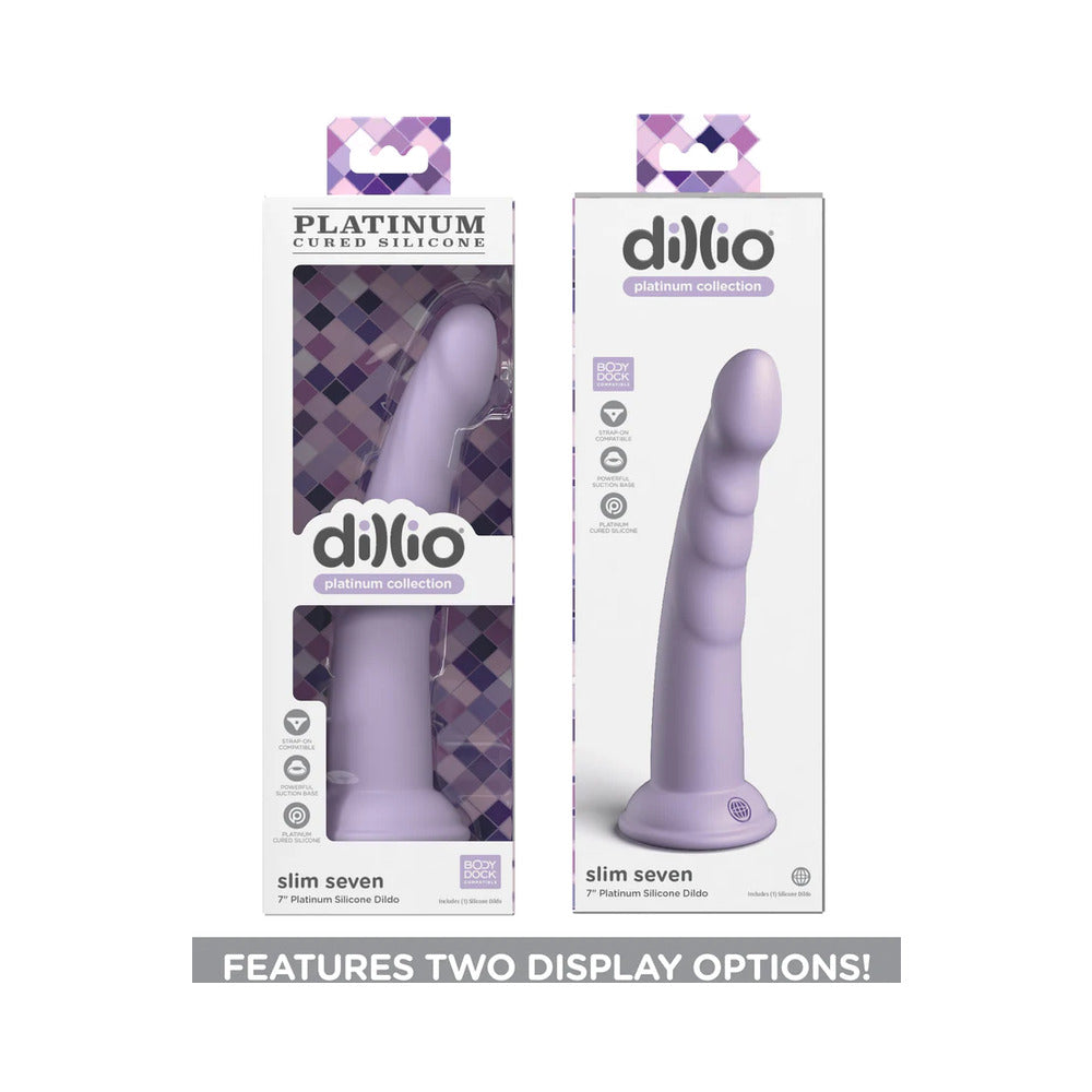 Dillio Platinum Collection Slim Seven 7 inches Silicone Dildo Purple