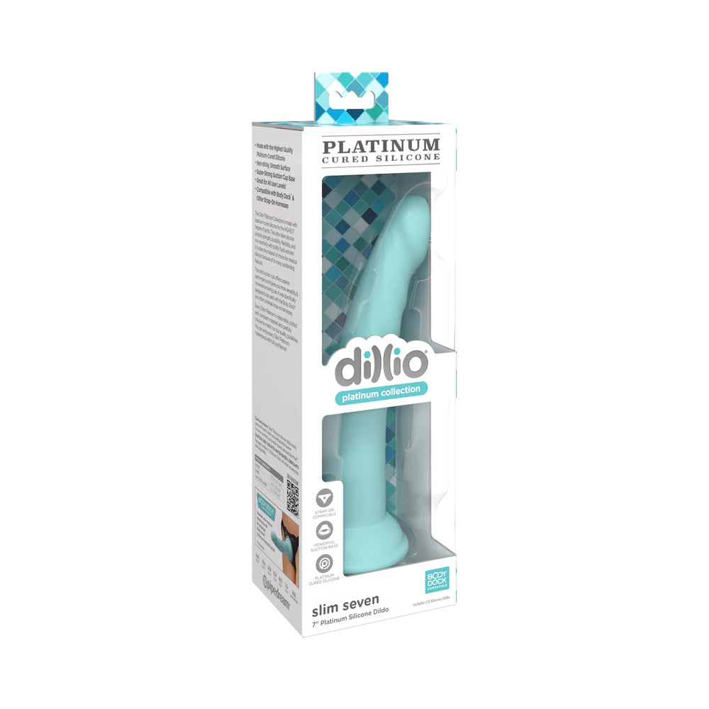 Dillio Platinum Collection Slim Seven 7 inches Silicone Dildo Teal