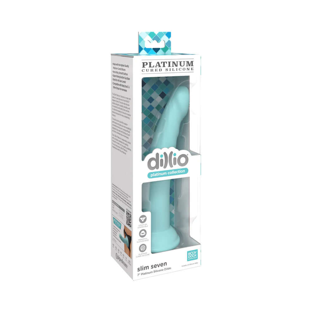 Dillio Platinum Collection Slim Seven 7 inches Silicone Dildo Teal