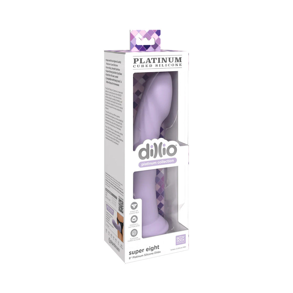 Dillio Platinum Collection Super Eight 8 inches Silicone Dildo Purple