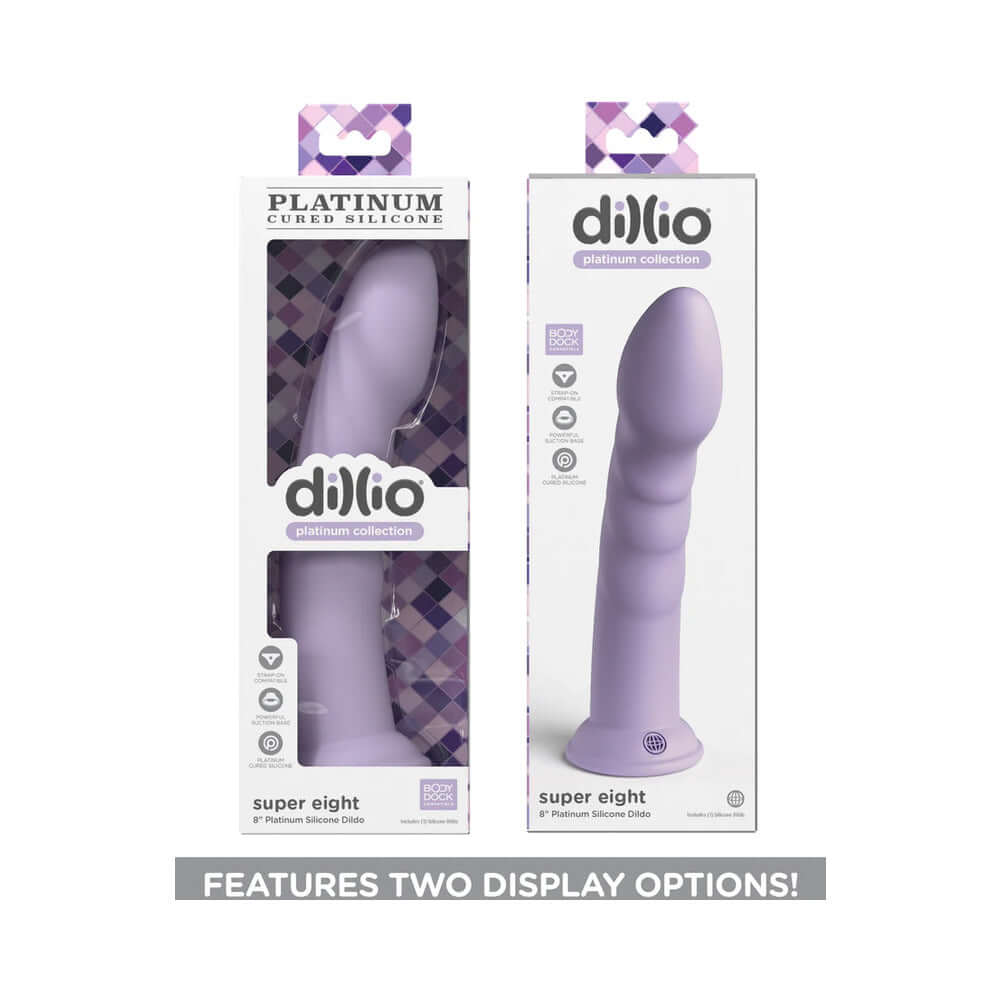 Dillio Platinum Collection Super Eight 8 inches Silicone Dildo Purple