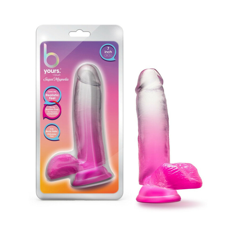 B Yours Sugar Magnolia 7 inches Dildo with Balls Fuchsia