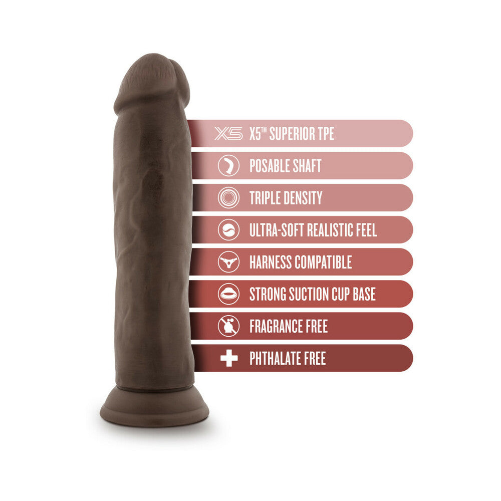 Dr. Skin Plus Thick 9 inches Triple Density Posable Dildo Brown