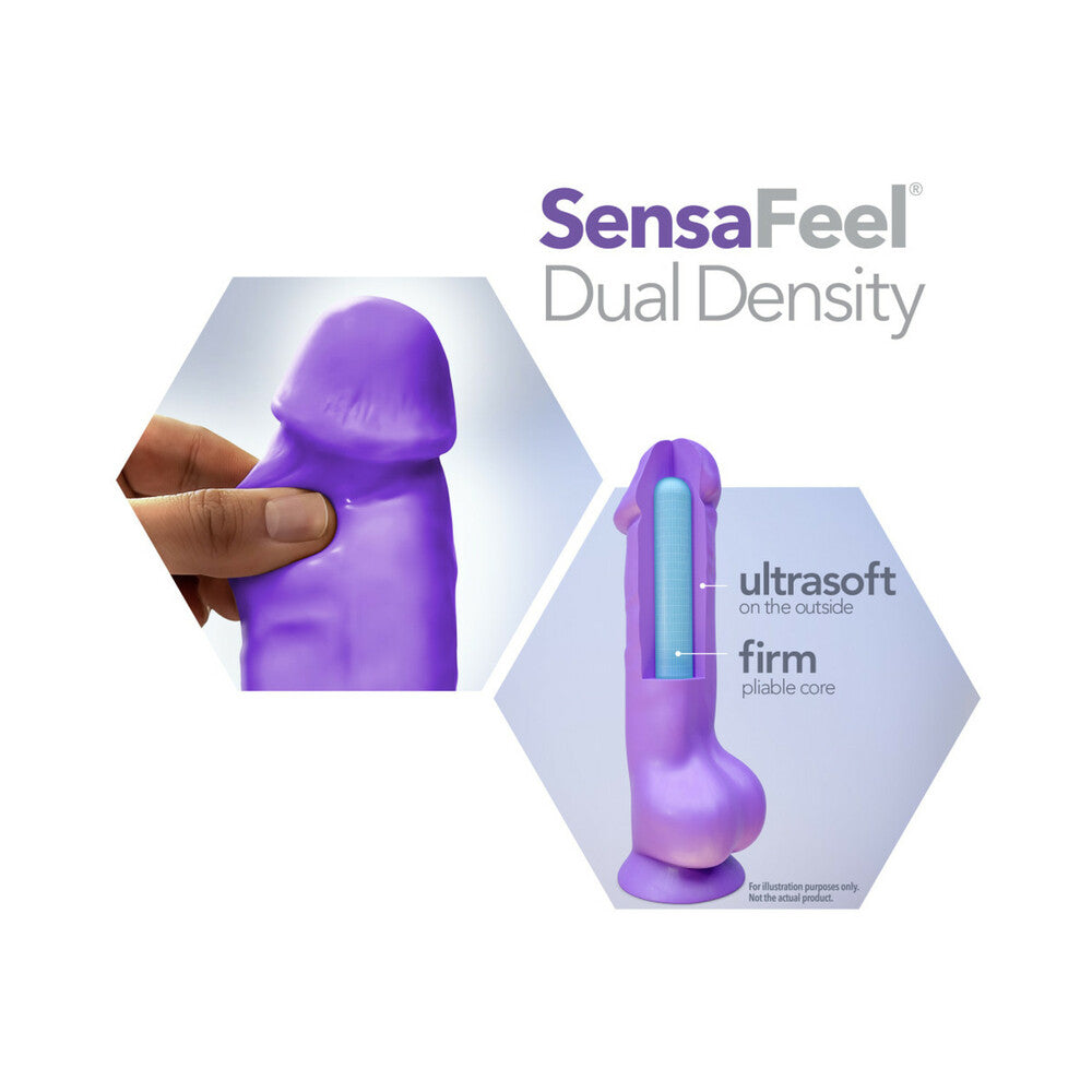 Neo 11 inches Dual Density Dildo with Balls Neon Purple
