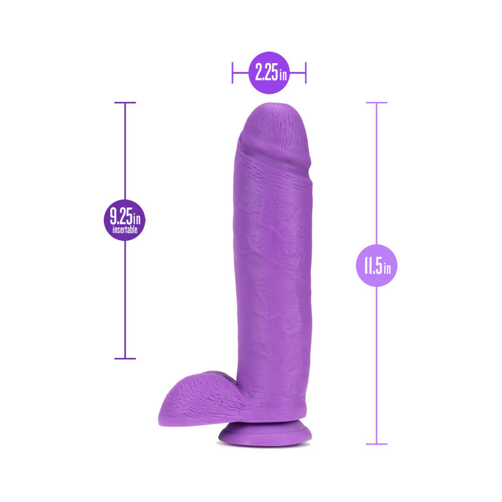 Neo 11 inches Dual Density Dildo with Balls Neon Purple