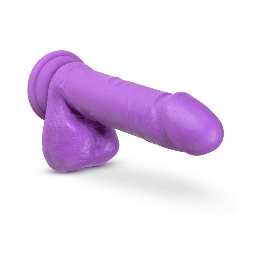 Neo 8 inches Dual Density Dildo with Balls Neon Purple